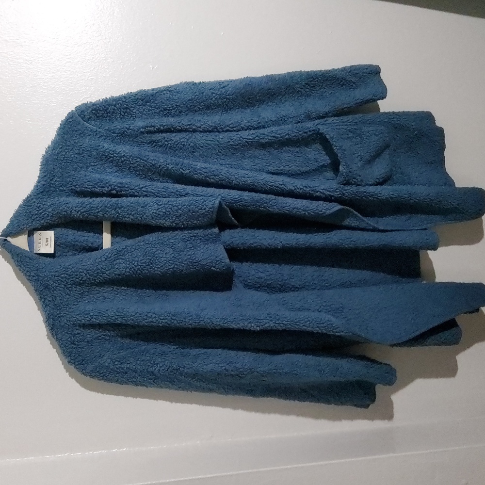 Blue Fluffy Teddy Cardigan With Pockets Size S/M